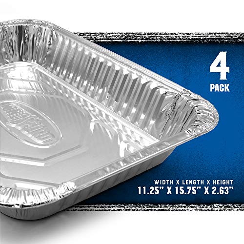 KINGSFORD Heavy Duty Aluminum Foil Pans - For Cooking, Baking, Grilling, 4 Count (Pack of 1)