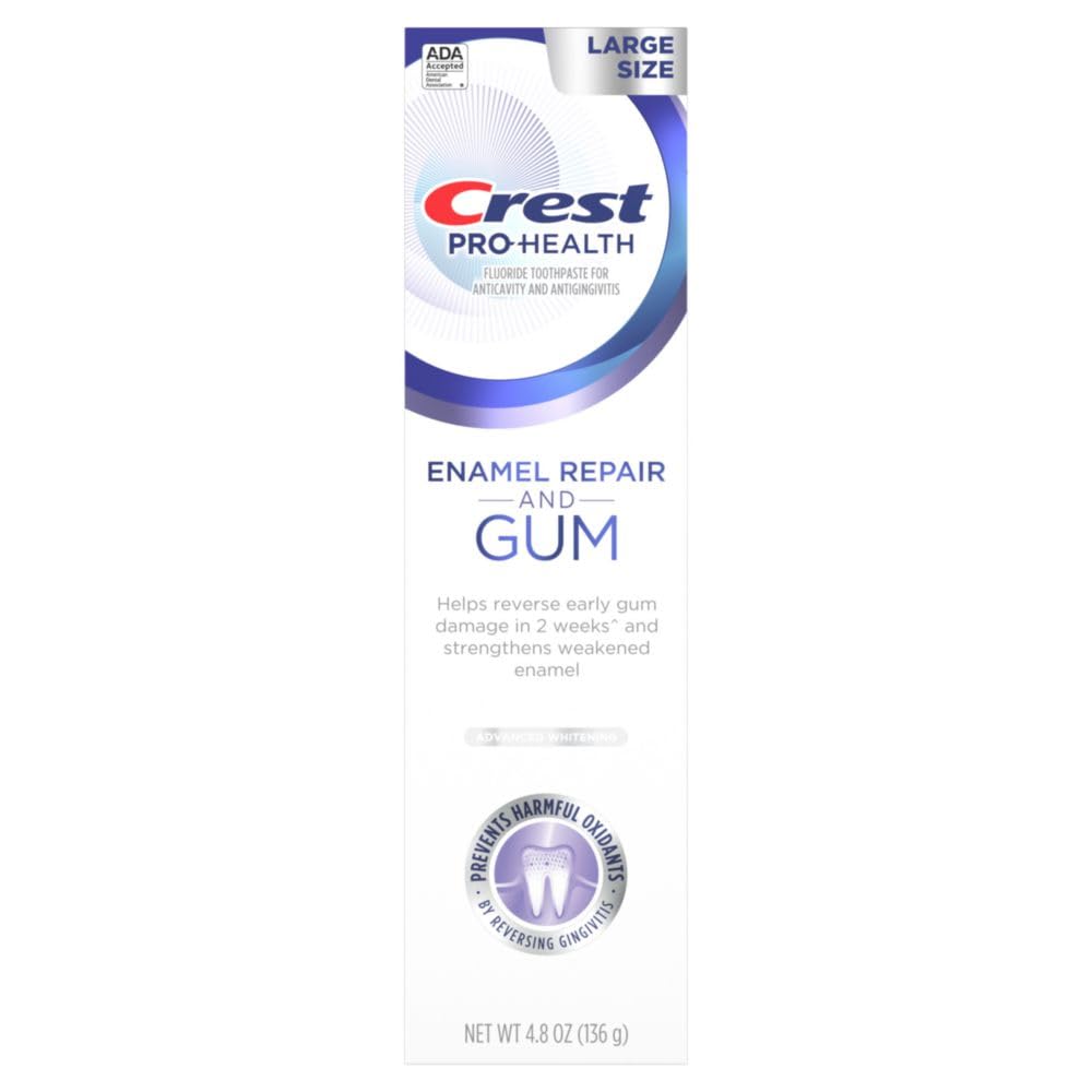 Crest Pro-Health Enamel Repair and Gum Toothpaste 4.8 oz Anticavity, Antibacterial Flouride Toothpaste, Clinically Proven, Gum and Enamel Protection, Advanced Whitening