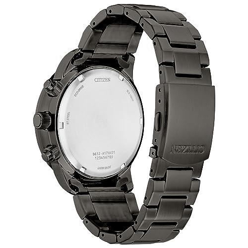 Citizen Men's Eco-Drive Sport Casual Brycen Weekender Chronograph Gray Stainless Steel Watch, 12/24 Hour Time, Date, Luminous Markers, 44mm