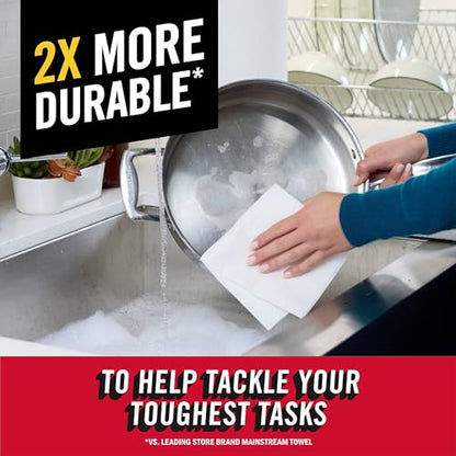 Brawny Tear-A-Square Paper Towels, 12 Double Rolls = 24 Regular Rolls, 3 Sheet Sizes (Quarter, Half, Full), Strength for All Messes, Cleanups, and Meal Prep