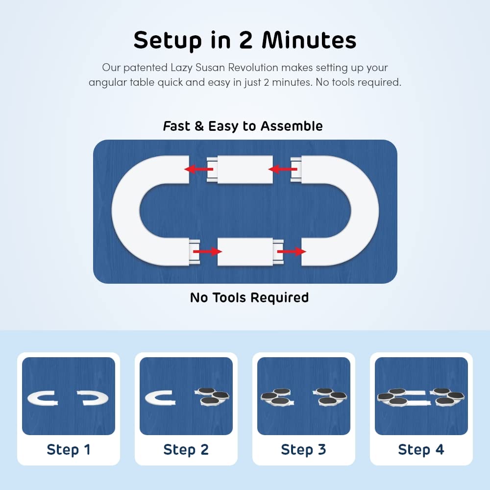 The Lazy Susan Revolution - Full Set - Dark Gray - The First Patented Lazy Susan Turntable Expandable for Rectangular & Oblong Tables - Kitchen & Dining Tables - Great Gift! Parties & Gatherings.