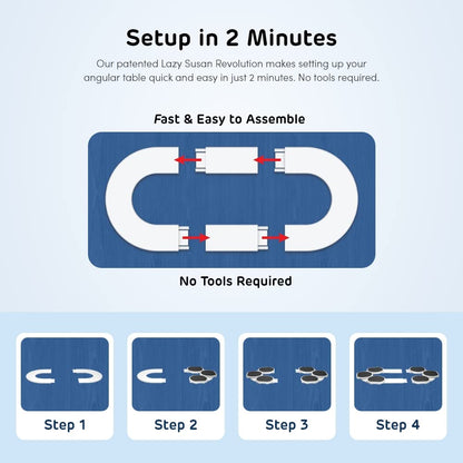 The Lazy Susan Revolution - Full Set - Dark Gray - The First Patented Lazy Susan Turntable Expandable for Rectangular & Oblong Tables - Kitchen & Dining Tables - Great Gift! Parties & Gatherings.