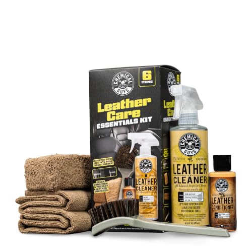 Chemical Guys, Car Leather Care Kit, Cleaner, Conditioner & Tools, 6 Pc