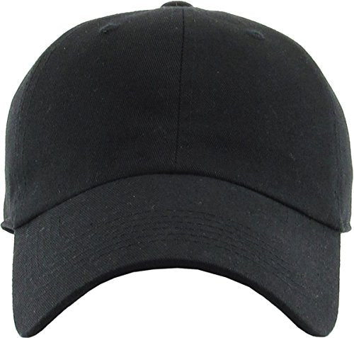 KB-LOW BLK Classic Cotton Dad Hat Adjustable Plain Cap. Polo Style Low Profile (Unstructured) (Classic) Black Adjustable