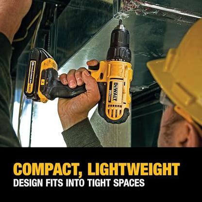 DEWALT 20V Max Cordless Drill/Driver Kit, Compact, 1/2-Inch (DCD771C2), Yellow