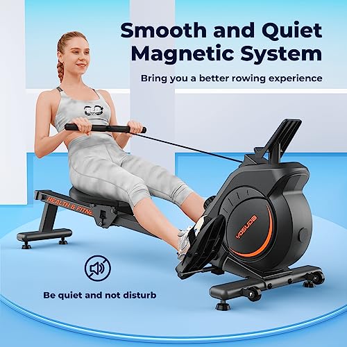 YOSUDA Magnetic Rowing Machine 350 LB Weight Capacity - Rower Machine for Home Use with LCD Monitor, Tablet Holder and Comfortable Seat Cushion-New Version