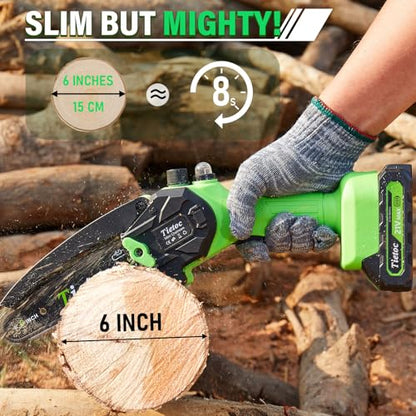 Tietoc Chainsaw 6 Inch Mini Electric Chainsaw Cordless Battery Powered, Hand Held Saw for Wood/Trees Trimming, Tools for Household and Garden, Chain Saw Gift for Men Dad Husband Fathers Gardener 2026