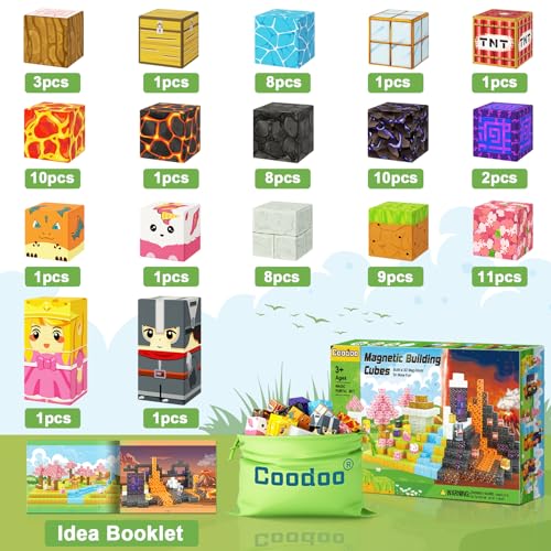 Magnetic Blocks - Build Mine Magnet World Magic Portal Set, Magnetic Tiles Building Blocks Toddler Toys STEM Sensory Outdoor Toys for 3+ Year Old Boys & Girls, Creative Kids Games Kids Toys