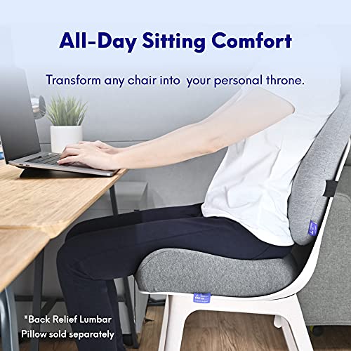 Cushion Lab Patented Pressure Relief Seat Cushion for Long Sitting Hours on Office/Home Chair, Car, Wheelchair - Extra-Dense Memory Foam for Hip, Tailbone, Coccyx, Sciatica - Light Grey