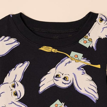 Amazon Essentials Harry Potter Unisex Kids' Snug-Fit Cotton Pajama Sleepwear Sets, Harry Potter Hedwig - Kids, 6-7 Years