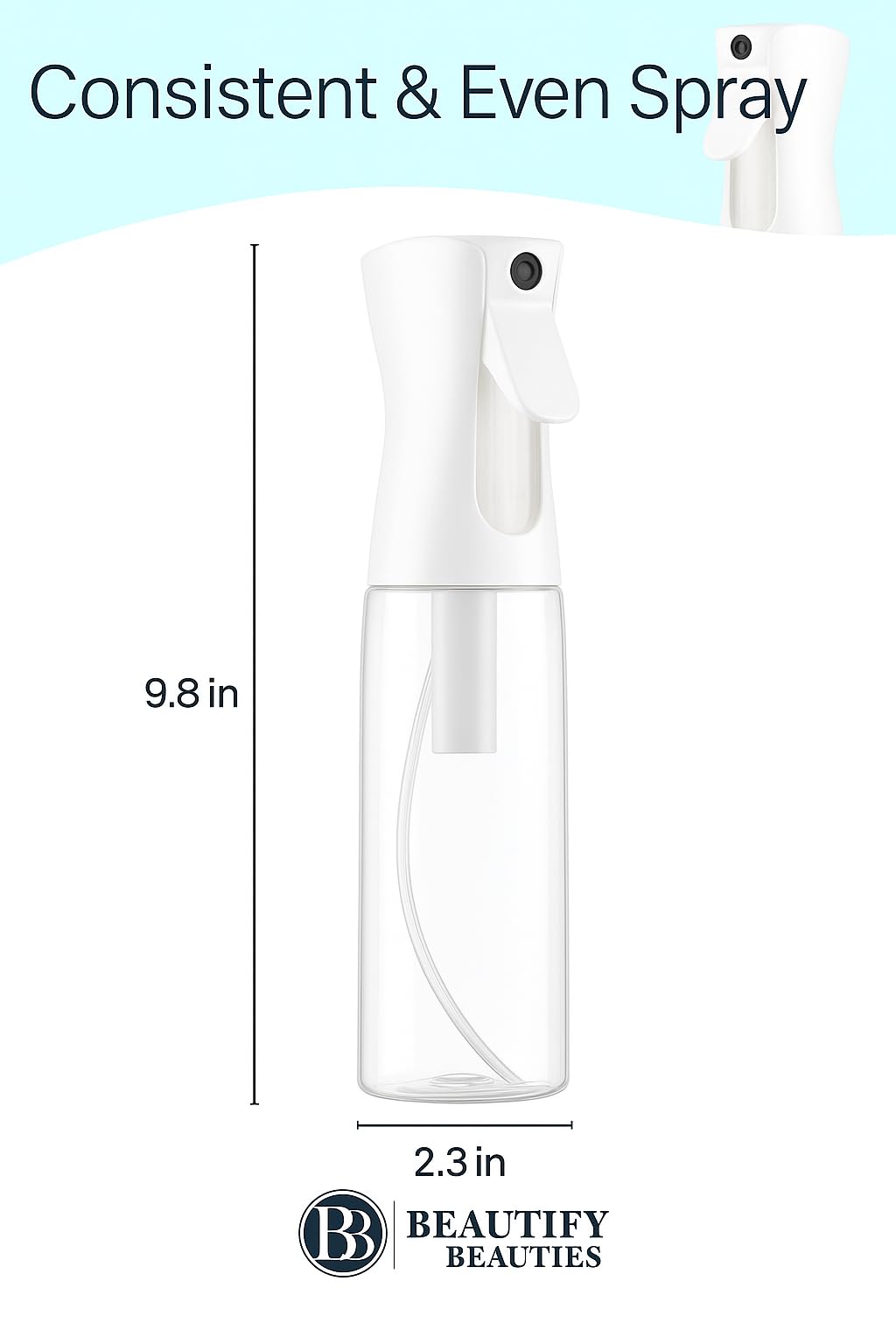 BeautifyBeauties Spray Bottle For Hair – Continuous Mister Spray Bottle for Hairstyling, Cleaning, Plants, Pets, Barbers, Salons, Essential Oil Scents (10.1 Ounce)