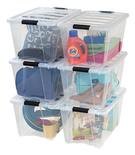 IRIS USA 6-Pack 54 Quart Storage Bins with Lids, Clear