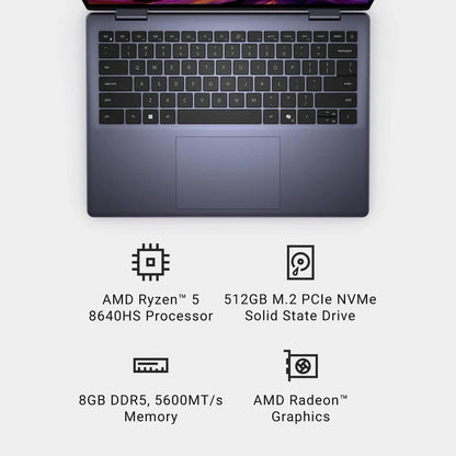 DELL Inspiron 7440 14 2-in-1 Touchscreen Laptop Computer - 14" FHD IPS, AMD Ryzen 5 8640HS for Business, Students, Fingerprint, Backlit, FHD Webcam, Win 11 Pro (64GB DDR5 RAM, 2TB SSD)