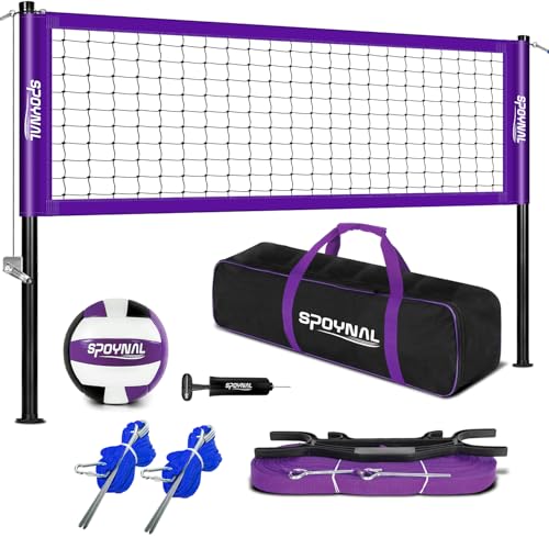 32FT Outdoor Portable Volleyball Net Set, Adjustable Height & Winch
