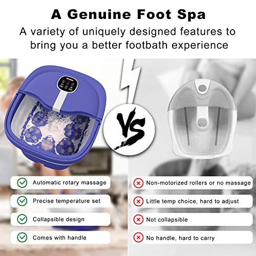 HOSPAN (2023.8 Upgrade Collapsible Foot Spa Electric Rotary Massage, Foot Bath with Heat, Bubble, Remote, and 24 Motorized Shiatsu Massage Balls. Pedicure Foot Spa for Feet Stress Relief - FS02A