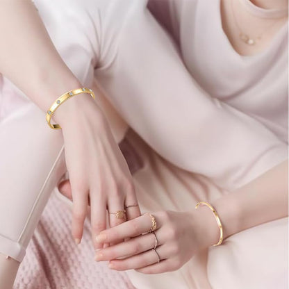 Gold Friendship Love Bangle Bracelets for Women, Cubic Zirconia Stainless Steel Jewelry, Birthday Gifts and Stocking Stuffers