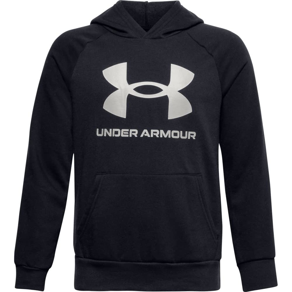 Under Armour Boys Rival Fleece Hoodie , Black (001)/Onyx White , Youth X-Small