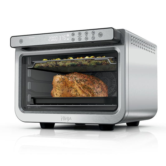 Ninja Air Fryer & Toaster Oven | Prestige Smart XL Countertop Oven | Bakes up to 20 Cookies, Fits up to a 12lb Turkey | Pizza, Toast, Bake, Air Fry & Reheat | 1800 Watts | Stainless Steel | DT501