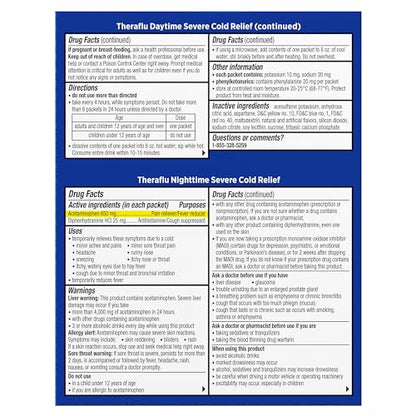 Theraflu Combo Daytime and Nighttime Severe Cold Relief Honey Lemon Flavor Powder_ and Daytime Severe Cold Relief Berry Burst Flavor Powder, _6 Daytime + 6 Nighttime, and 6 Berry Burst Powder Packets