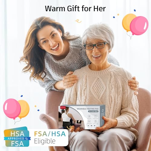 Comfytemp Cordless Heating Pad with Massager for Back Pain Relief, Portable Lower Back Massager FSA HSA Eligible Wearable, Mothers Day Gifts, Birthday Gifts for Women Men Mom Dad, 3 Heat, Auto-Off 58"