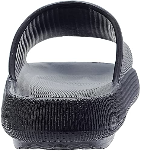 BRONAX Home Slides for Men Pillow House Shower Bathroom Slippers Sandals for Male Size 11 Quick Drying Open Toe Comfy Cushion Soft Thick Sole 44-45 Black