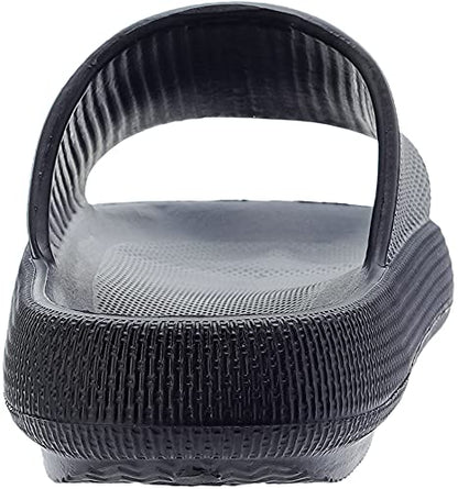 BRONAX Home Slides for Men Pillow House Shower Bathroom Slippers Sandals for Male Size 11 Quick Drying Open Toe Comfy Cushion Soft Thick Sole 44-45 Black