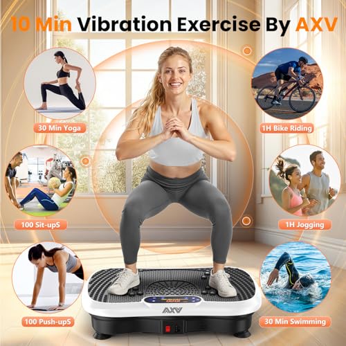 AXV Vibration Plate Fitness Platform Exercise Machine Vibrating Shaking Full Body Shaker Workout Vibrate Stand Shake Board Sport for Weight Loss Fat Burner for Gym Home Office
