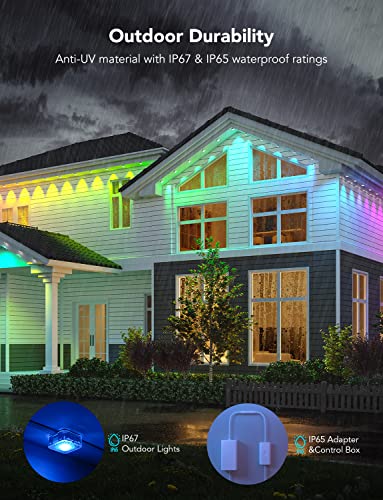 Govee Permanent Outdoor Lights, Smart RGBIC Outdoor Lights with 75 Scene Modes, 150ft with 108 LED Eaves Lights, IP67 Waterproof for Halloween Decorations, Christmas, Work with Alexa, Google Assistant