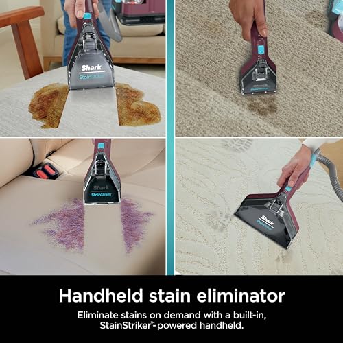 Shark Carpet Cleaner Machine, Portable Upholstery StainStriker, Spot, Odor & Stain Remover, 2 Carpet Cleaner Solutions, 3 Tools, Perfect for Pet Hair, Carpet, Area Rugs, Couches, Burgundy, PX203BRN