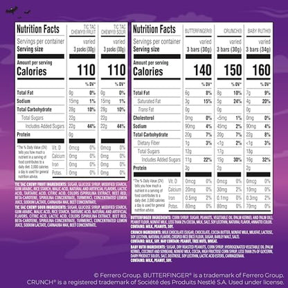 Butterfinger, CRUNCH, Baby Ruth, TIC TAC CHEWY!, Fun Size Assorted Candy Bars, Great for Sharing, Bulk 70 Count, 25.4 oz