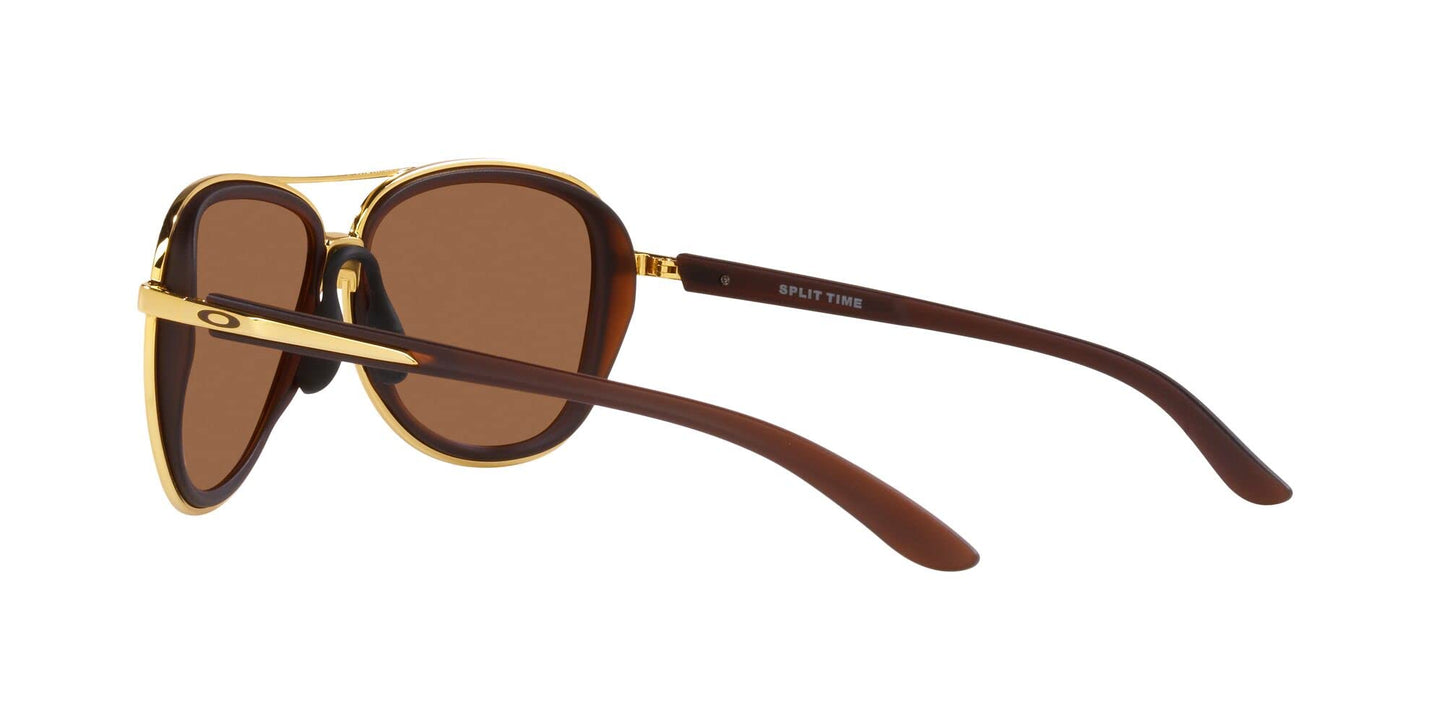Oakley Women's OO4129 Split Time Aviator Sunglasses, Matte Rootbeer/Prizm Tungsten Polarized, 58 mm