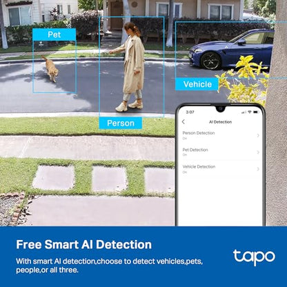 Tapo TP-Link 2K QHD Security Camera, Indoor/Outdoor, 𝟮𝟬𝟮𝟰 𝗣𝗖𝗠𝗮𝗴 𝗘𝗱𝗶𝘁𝗼𝗿'𝘀 𝗖𝗵𝗼𝗶𝗰𝗲, Color Night Vision, Free Person/Pet/Vehicle Detection, Invisible IR Mode, SD Storage, C120