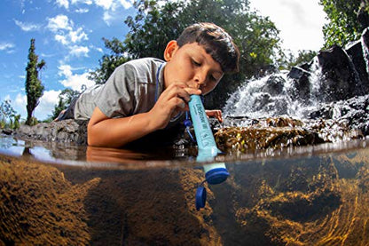 LifeStraw Personal Water Filter for Hiking, Camping, Travel, and Emergency Preparedness, 1 Pack, Blue