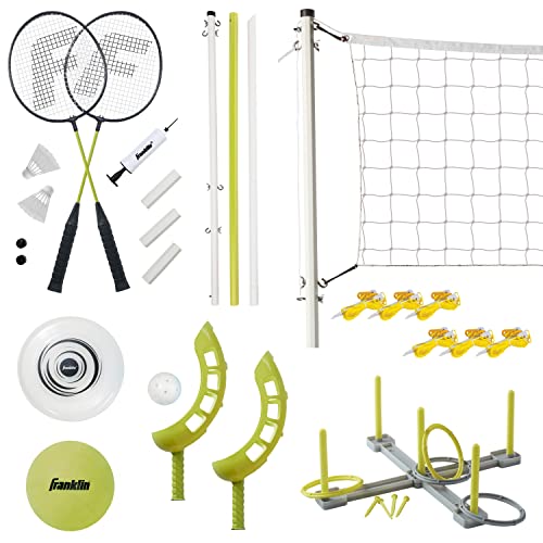 Franklin Sports Fun 5 Combo Set - Badminton - Volleyball - Ring Toss - Flip Toss - Flying Disc