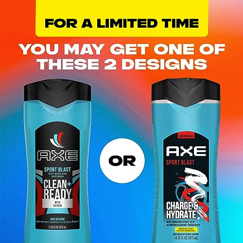 AXE 2 in 1 Body Wash and Shampoo for Men, Sport Blast, Bergamot, 16 Fl Oz