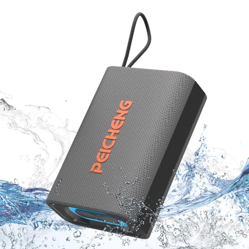 PEICHENG Speaker, Portable Wireless Bluetooth Speakers, Waterproof Loud Stereo Sound with RGB Lights TWS Paire Long Playtime for Home/Party/Outdoor, Electronic Gadgets (1PCS, Gray)