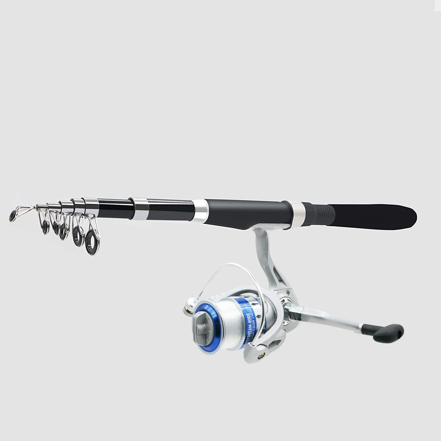 Fishing Pole Combo Set,2.1m/6.89ft 2PCS Collapsible Rods 2PCS Spinning Reels Mono Fishing line Come Setup Already！Lures Set Carrier Bag Freshwater Kit Fishing Rod Reel Combos ministoream