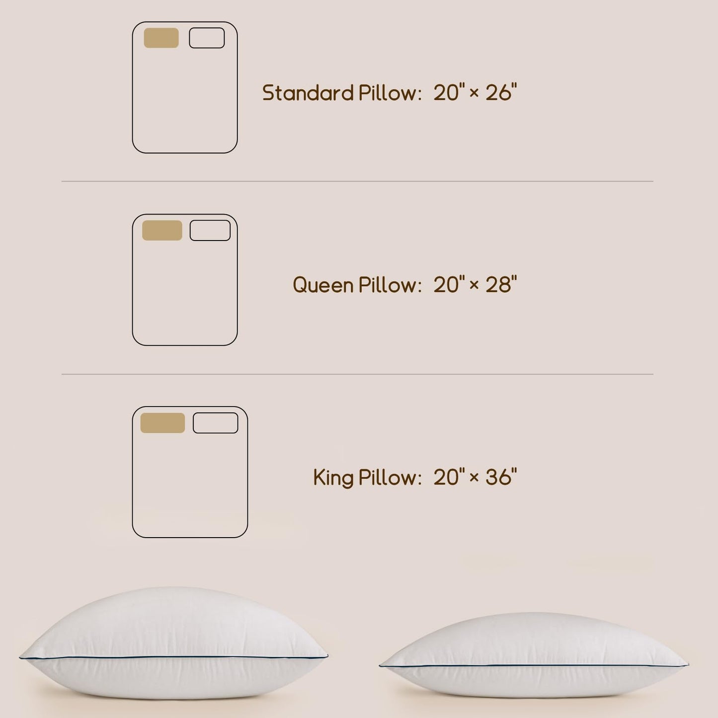 BHZ Goose Down Feather Pillows Queen Size Bed Pillows Hotel Collection for Sleeping Soft and Supportive Pillows for Side Stomach Back Sleepers, Navy