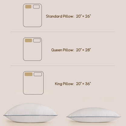BHZ Goose Down Feather Pillows Queen Size Bed Pillows Hotel Collection for Sleeping Soft and Supportive Pillows for Side Stomach Back Sleepers, Navy