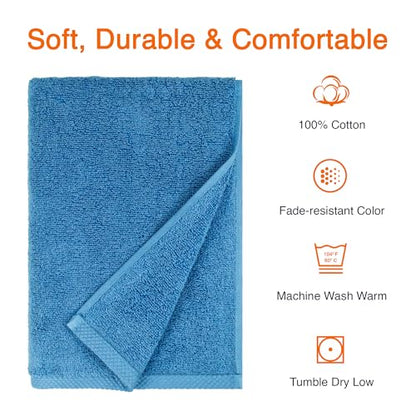 Amazon Basics 2-Piece Quick-Dry Oversize Bath Towel, 100% Cotton, 54" x 30", Lake Blue