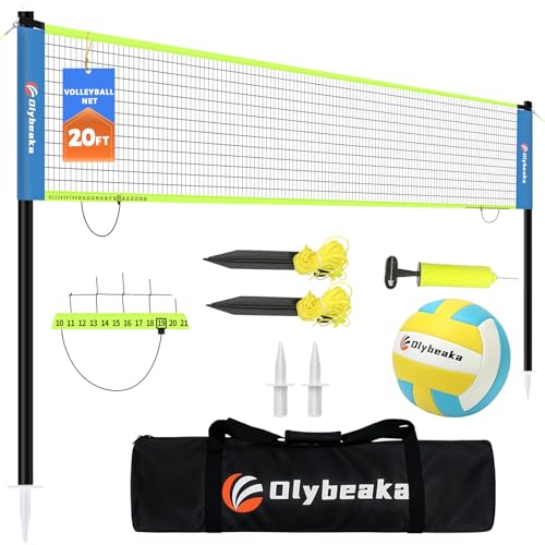 Portable Outdoor Volleyball Net Set 20FT / 32FT, 4 Adjustable Heights