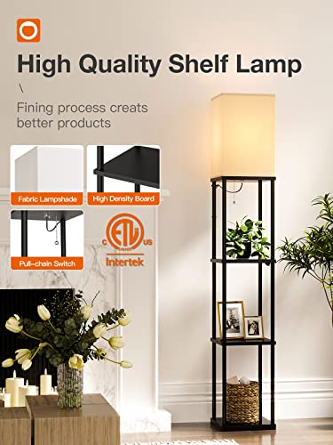addlon Floor Lamp with Shelves, 4-Tier Modern Shelf Floor Lamp with 3CCT LED Bulb, Display Lamp for Living Room, Bedroom and Office - Black