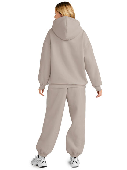 AUTOMET Women 2 Piece Outfits 2025 Plus Size Fall Vacation Fashion Lounge Set Airport Travel Pants Leisure Winter Clothes Sweatsuits CoffeeGrey M