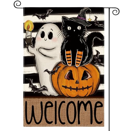 AVOIN colorlife Ghost Halloween Garden Flag for Outside 12x18 Inch