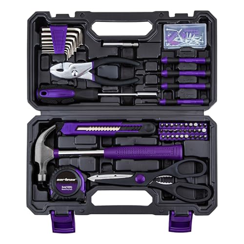 CARTMAN Complete Household Tool Set, Purple Hand Kit With Storage Case