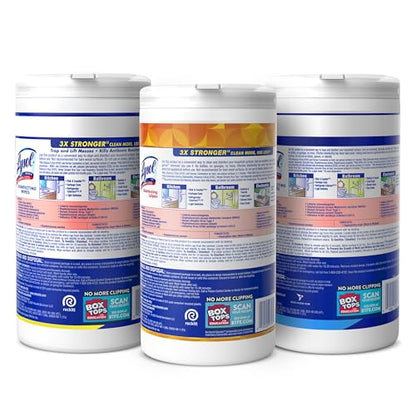 Lysol Disinfectant Wipes Bundle, Dorm Room Essentials, Multi-Surface Cleaning Wipes, For Disinfecting & Cleaning, Lemon & Lime Blossom, Crisp Linen, Mango & Hibiscus, 3x80 ct