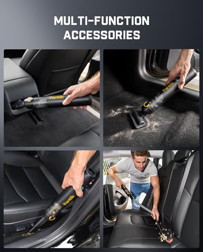 Fanttik Slim V8 Apex Car Vacuum, 19000PA High Power, 4 in 1 Portable Mini Vacuum, 2.5H Type-C Fast Charge, Up to 40 Mins Runtime, RobustClean™ Handheld Vacuum for Car, Home, Keyboard Cleaning, Black