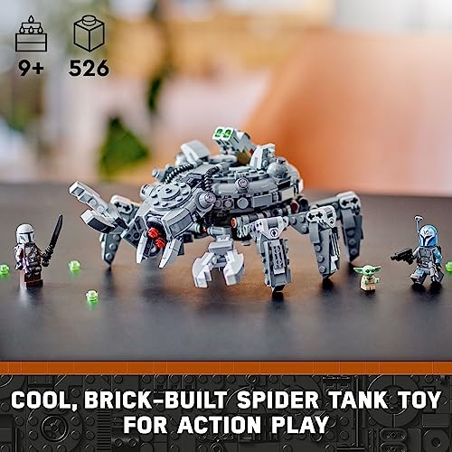 LEGO Star Wars Spider Tank 75361, Building Toy Mech from The Mandalorian Season 3, Includes The Mandalorian with Darksaber, Bo-Katan, and Grogu 'Baby Yoda' Minifigures, Gift Idea for Kids Ages 9+