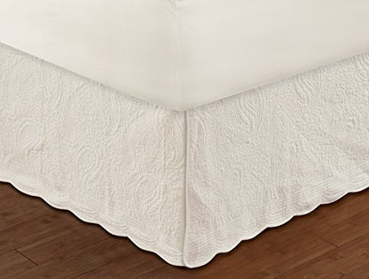 Greenland Home Paisley Quilted 100% Cotton Bed Skirt, Ivory, King