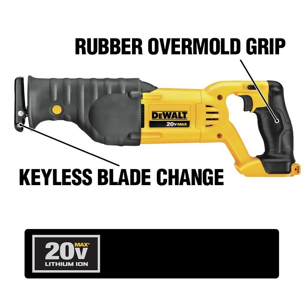 DEWALT 20V MAX Reciprocating Saw, 3,000 Strokes Per Minute, Variable Speed Trigger Cordless Saw, Tool Only (DCS380B)
